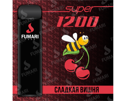 Купить Электронная сигарета Фумари Подс Супер 1200 затяжек Сладкая Вишня (Fumari Pods Super 1500 Sweet Cherry) по оптовой цене